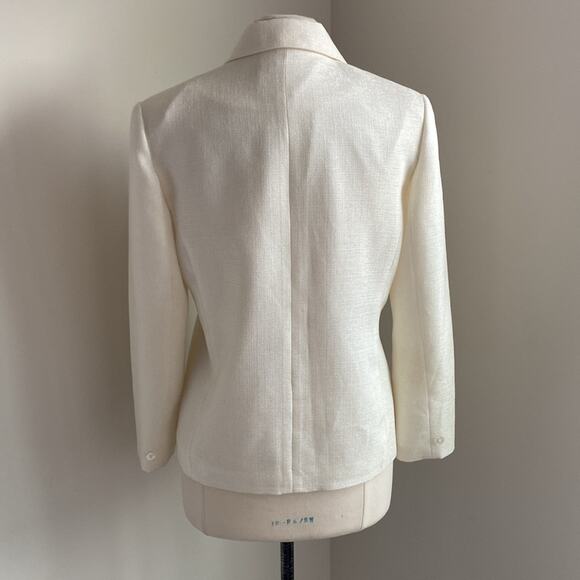 VINTAGE Henry Lee Blazer Womens Sz 10 Petite Cream Button Down - Picture 5 of 6